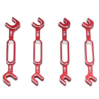 HUIOP Aluminum Alloy RC Turnbuckle Rod Wrench Kit, 4PCS, 3.0-6.0mm Universal Tool Set for RC Repair, Ball Joint Remover with Precision Engineering Material