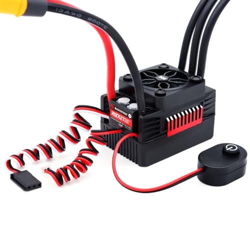 Surpass Hobby Waterproof 90A RC Blushless ESC Electric Speed Controller ESC with Male Plug for 1/10 Rc Car (90A) - style: 90A