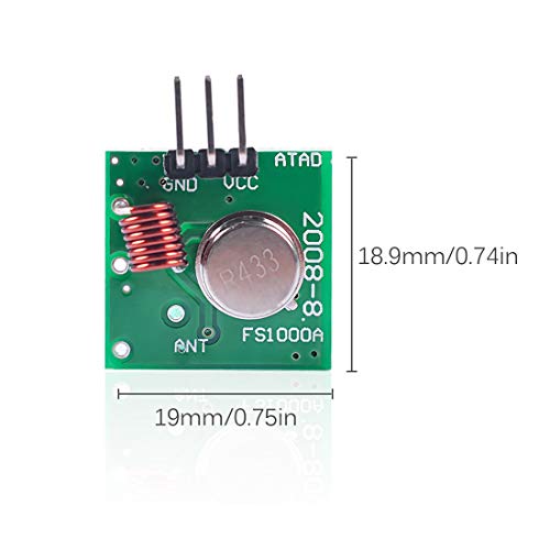 HiLetgo 5 Sets 433M Transmitter + Receiver Kit High Frequency Super Regenerative Transceiver Module for Burglar Alarm