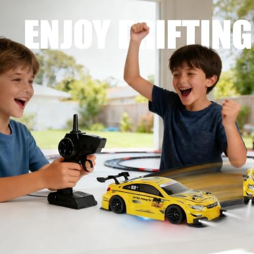 RC Drift Car, 1:24 Scale Remote Control Drift Cars | 2.4GHz 4WD Drifting Cars, 30km/h High-Speed RC Race Car Vehicle, Racing Sport Toy Ideal Birthday Gift for Boys Girls Kids - color: Yellow