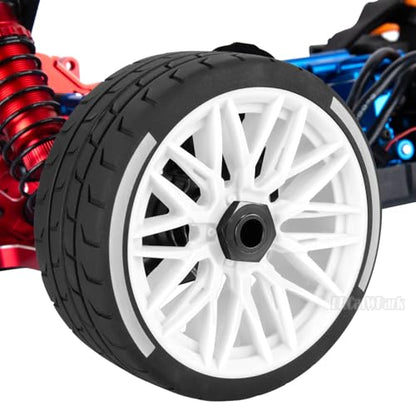 RC Wheels and Tires for 1/7 Felony 6S BLX,RC Highway Wheel Rubber Tires,4PCS RC Drift Car Highway Tires Road Soft Tires,White - color: White - (4pcs Highwaytires)