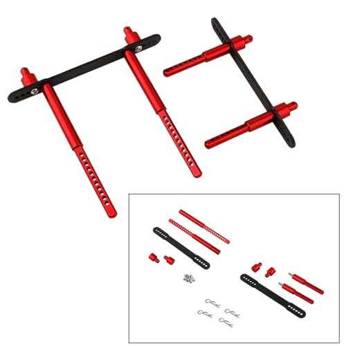 Aluminum Adjustable Body Post Mounts Front and Rear Shell Column for Axial SCX10 II 90046 90047 1/10 RC Crawler Car Parts (red) - color: Red