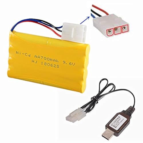 9.6V 700mAh NI-CD Battery with KET-3P Plug for RC Toy Like Robot car Remote Control Boat 9.6 Volt KET-3P with USB Charge Cable