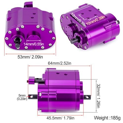 Dual Speed Transfer Case Gearbox Transmission Box for Axial SCX10 RC4WD D90 1/10 RC Crawler Car Upgrade Parts (Red) - color: Red