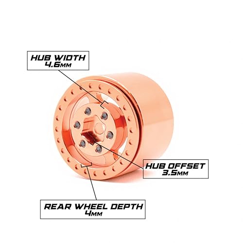 1UP Wheels 1.0" Island Ultra Wide Premium Wheels | Orange | for Axial SCX24, AX24, Traxxas TRX4-M, Redcat Ascent-18, FMS FCX18, 7mm Hex Vehicles - Aluminum Beadlock Wheels - color: Orange