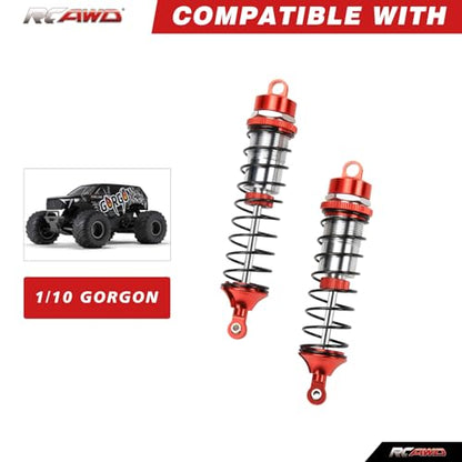 RCAWD Heavy-Duty Full Metal Front and Rear Shock Absorbers for ARRMA 1/10 GORGON 4X2(Red)