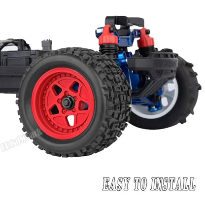 12mm Hex RC Truck Wheels and Tires for 1/18 Granite/1/18 Typhon RC Monster Truck Car,RC Drift Off Road Buggy Rally Truck Tires,4Pcs(Red) - color: Red - (4pcs Wheel)