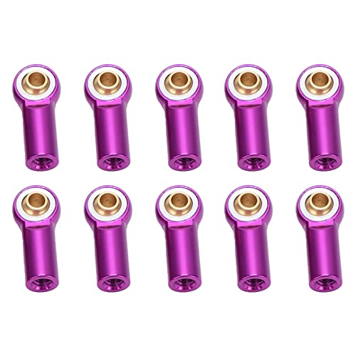 Pissente RC Link Rod Ends Aluminum Alloy M3 Ball Head Set 10pcs 19mm for AXIAL SCX10 1 10 RC Crawler Car Easy Installation Precise Fit Stable Steering Upgrade Parts (Purple) - color: Purple
