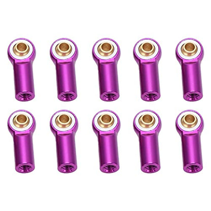 Pissente RC Link Rod Ends Aluminum Alloy M3 Ball Head Set 10pcs 19mm for AXIAL SCX10 1 10 RC Crawler Car Easy Installation Precise Fit Stable Steering Upgrade Parts (Purple) - color: Purple