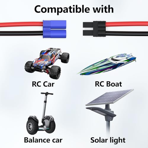 Cordro 2 Pair RC LiPo Battery Connector Adapter Compatible with TRX/Traxxas Lipo Battery Plug to EC5 Male Female on ESC Charger