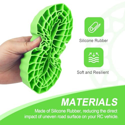 HobbyPark 2.2" Silicone Tire Inserts Soft, Fits 132-134mm 5.25" OD Crawler Tires, Replaces Foam Inserts, 4‑Pack, Waterproof, Good Traction & Sidewall Support for 1/10 RC Crawlers, 125×45mm (Green) - color: Green
