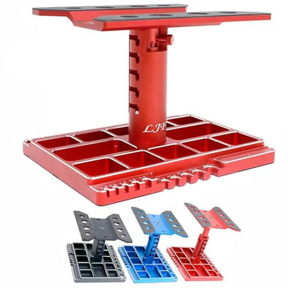 Alloy Multifunctional RC Car Stand RC Work Stand RC Repair Stand 360°Switch Rotation 5 Levels Height Lift or Lower with Screw Base for 1/8 1/10 1/12 1/16 1/18 RC Car Truck Crawler(Red)