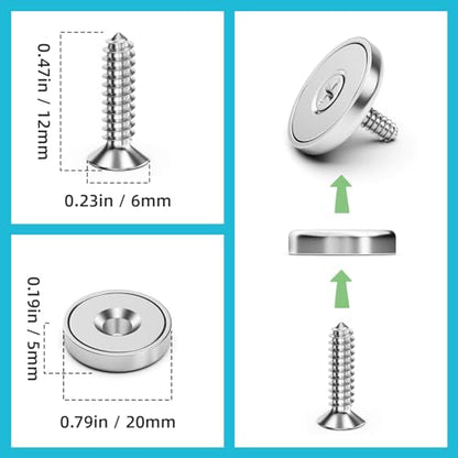 10 Pack 40 LBS Strong Magnets with Holes Neodymium Round Cup Magnets with Screws, Rare Earth Magnet for Wall Mounting Waterproof Countersunk Hole for Kitchen Garage Holding Tools DIY Crafts - size: 10 Pack 40LBS