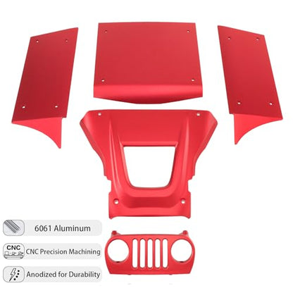 Aluminum Body Panels Kit for Vanquish H10 Optic Sparco H10 Optic Yokohama RTR 1/10 RC Crawler Upgrade Parts (Red) - color: Red
