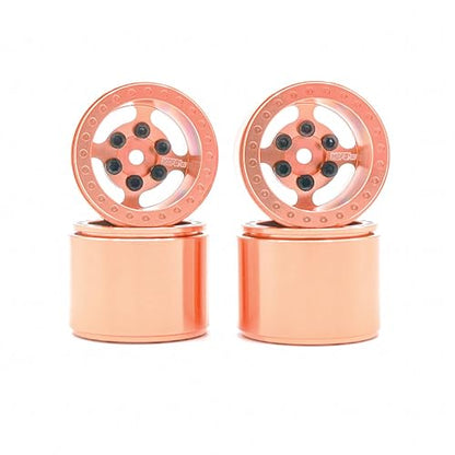 1UP Wheels 1.0" Island Ultra Wide Premium Wheels | Orange | for Axial SCX24, AX24, Traxxas TRX4-M, Redcat Ascent-18, FMS FCX18, 7mm Hex Vehicles - Aluminum Beadlock Wheels - color: Orange