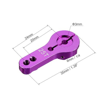 MECCANIXITY 5 Pcs Aluminum Servo Horn 25T Steering Arm 35mm Length Purple Suitable for DIY RC Car/Boat/Airplanes Boat Model Accessories with 2 Pcs Screws - color: Purple