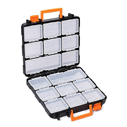 Mayouko 16 Compartments Detachable Toolbox Organizer,Hardware Organizer Box with Removable Sections,Carrying Storage Case for Patts,Screws,Bolts,Nuts,Toys - size: 13.5"L x 12"W x 5"H