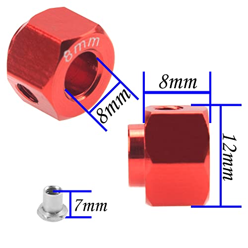 ShareGoo Aluminum RC 12mm Hex Extended Wheel Hex Hub Extension 8mm Offset Spacers Compatible with Traxxas TRX4 TRX6 1/10 RC Crawler (8mm, Red) - color: Red, size: 8mm