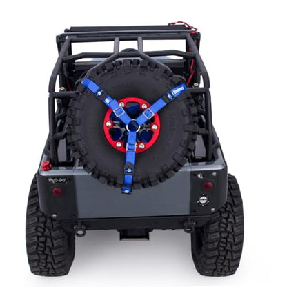 Y Strap for Spare Tire,1/10 Scale RC 3-Point Adjustable Spare Tire Tie Down Strap fit for Traxxas UDR TRX-4 Axial 90048 RR10 1.9" 2.2" Tire Roof Rack Accessories 3 Way Ratchet Strap Tie Down (Blue) - color: Blue