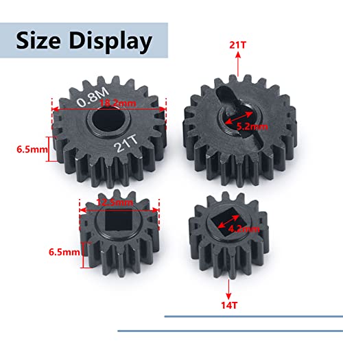 MORLORDY RC Aluminum Alloy Overdrive Portal Gears 0.8M 14T Drive Gear 21T Output Gear Set for 1/10 Scale SCX10 III Capra AXI03000 AXI03004 Upgrade Gears - size: 14T 21T