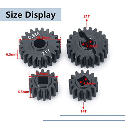 MORLORDY RC Aluminum Alloy Overdrive Portal Gears 0.8M 14T Drive Gear 21T Output Gear Set for 1/10 Scale SCX10 III Capra AXI03000 AXI03004 Upgrade Gears - size: 14T 21T