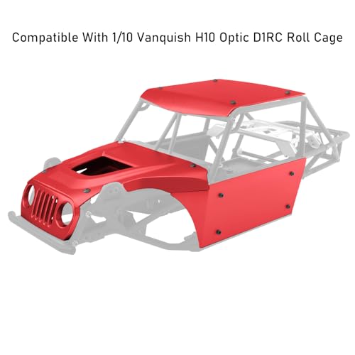 Aluminum Body Panels Kit for Vanquish H10 Optic Sparco H10 Optic Yokohama RTR 1/10 RC Crawler Upgrade Parts (Red) - color: Red