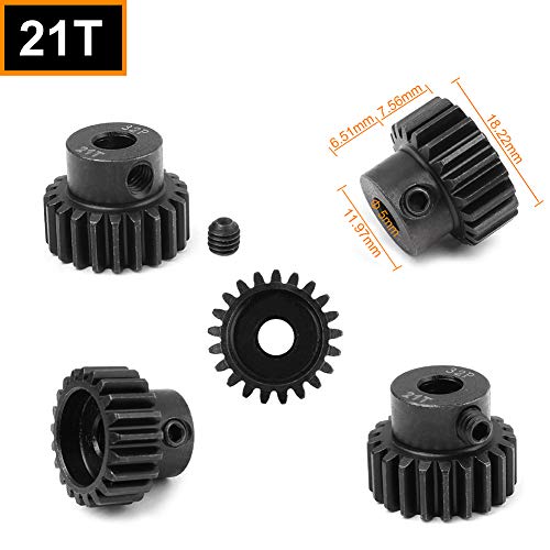 Hobbypark Metal Steel 32 Pitch Pinion Gear Set 5mm Shaft Hole 17T 18T 19T 20T 21T Motor Gears Kit for RC Car (5-Pack)