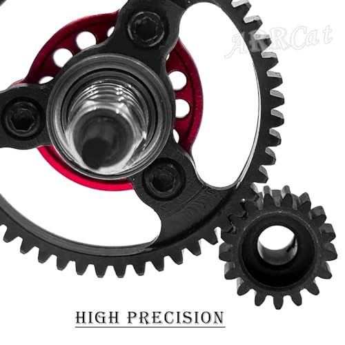 50T Metal Slipper Clutch Spur Gear&Center Drive Shaft Upgrades Part for 1/10 Slash 4X4 VXL,ARRCat Full Metal 50T (32-Pitch) Spur Gear Differential Gear w/ 19T 17T 15T Pinions,Red - color: Red (50T)