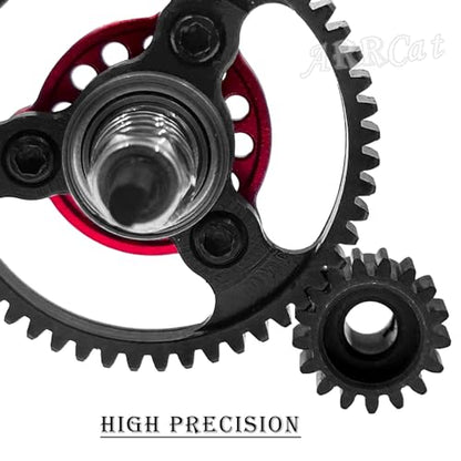 50T Metal Slipper Clutch Spur Gear&Center Drive Shaft Upgrades Part for 1/10 Slash 4X4 VXL,ARRCat Full Metal 50T (32-Pitch) Spur Gear Differential Gear w/ 19T 17T 15T Pinions,Red - color: Red (50T)