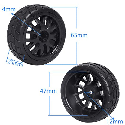 Pre-Glued OD 2.56" 12mm Hex Wheels Rims & Rubber Tires 26mm for 1/10 Scale On Road Racing Car Drift RC Touring Car, Set of 4 (Color F) - color: Color F