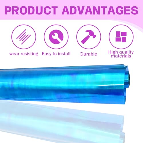 Automotive Universal Car Lamp Film 15.7 X 48inch Cuttable and Stretchability, Non-Marking Self-Adhesive Decals Car Decor, Car Headlight Taillight Fog Lamp Packaging Protective Film, Blue
