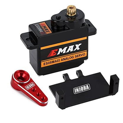INJORA ES08MA Metal Gear Servo with Mount and Horn for SCX24 Upgrade, Red - color: Red