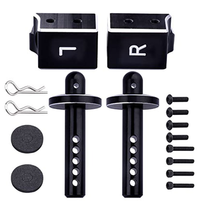 Aluminum Body Post Mounts & Body Post Set w/Body Clips Washers for Arrma Notorious 6S BLX, Front & Rear (Black)