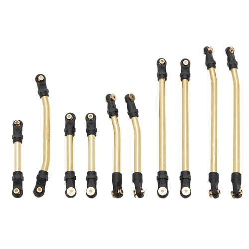 MEUS RACING SCX24 Links Metal High Clearance Chassis Links & Steering Links Set for Axial SCX24 Gladiator AXI00005 1/24 RC Crawler(Brass)