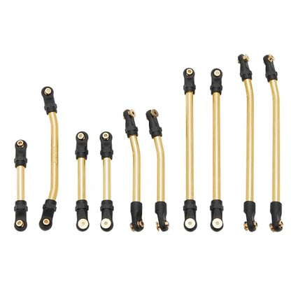 MEUS RACING SCX24 Links Metal High Clearance Chassis Links & Steering Links Set for Axial SCX24 Gladiator AXI00005 1/24 RC Crawler(Brass)