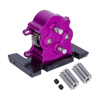 Dual Transmission Dig Overdrive Gearbox with Delrin Skid for 1/10 RC Crawler LCG Cheater Rigs Capra SCX10 PRO Upgrade (Purple)