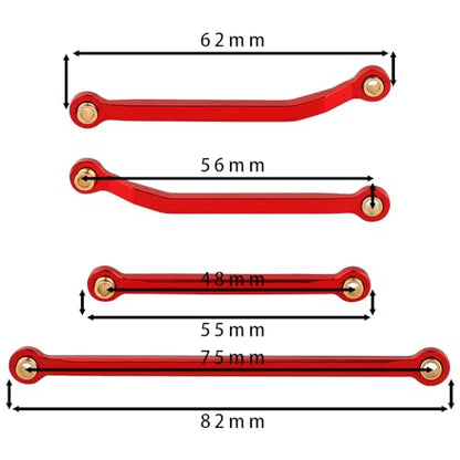 TRX4M Metal High Clearance Chassis Link Rods Linkage Set for TRX-4M K10 High Trail Pickup 1/18 RC Off-Road Crawler Original Stock Upgrade Parts (red) - color: Red