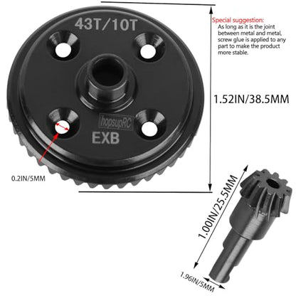RC 43T&10T Metal Steel Diff Gear Main Diff Gear Upgrades Part for 1/8 Kraton 6S BLX EXB,Outcast 6S BLX EXB,Talion 6S BLX EXB,1/7 Mojave 6S BLX EXB,Gearbox Differential Gears Set Hops Up
