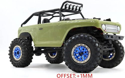 Adjustable Offset 1.0 Beadlock Wheels Rims Champagne Blue Color, Positive & Negative Heavy 21g/Rim for Axial SCX24 90081 Other 1/24 RC Micro Crawler, (4-Pack) - color: Champagne & Blue