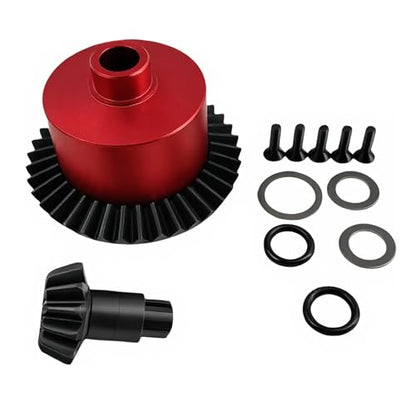 Steel Differential Gear Set for Granite Senton Big Rock Typhon 3S BLX (Red) | Diff Case,37T,13T Input Gear,Planet Gears,Outdrives,1/10,1/8,Upgrade Kit,High Strength,Precision Fit - color: Red
