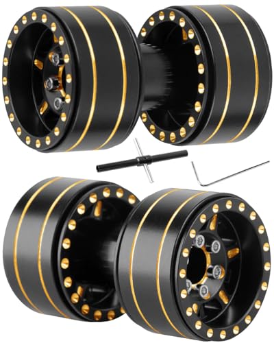 1.0" Dually Beadlock RC Wheel Rim for 1/18 1/24 Trx4m Axia 1 SCX24 RC Crawler,1.0 Full Brass RC Wheel Hub Rim 4pcs
