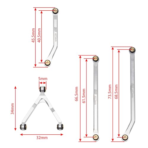 DKKY CNC Aluminum High Clearance for 1/24 RC Crawler LWB 133.5mm Axial SCX24 AXI90081 Deadbolt AXI00004 B17 Upgrades (Silver) - color: Silver