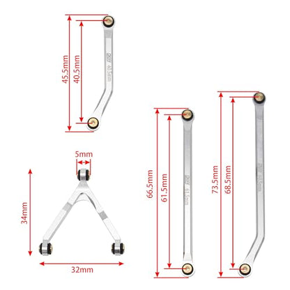 DKKY CNC Aluminum High Clearance for 1/24 RC Crawler LWB 133.5mm Axial SCX24 AXI90081 Deadbolt AXI00004 B17 Upgrades (Silver) - color: Silver