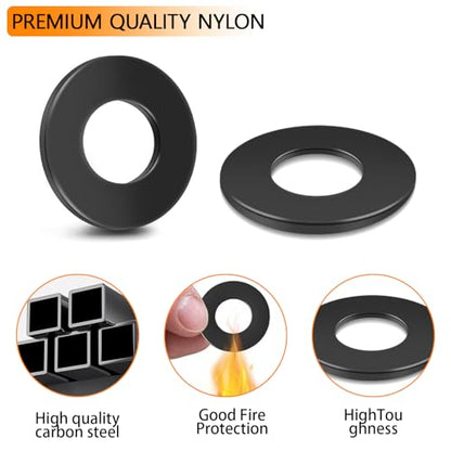 Black M5 Flat Washers 450Pcs Carbon Steel Zinc-Plated Washers for Screws Bolts for Furniture Mechanical Repairs - color: Black-M5-450Pcs