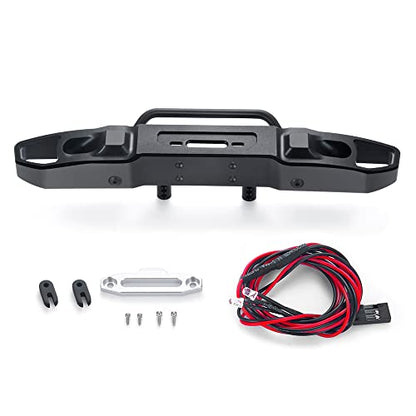MOHERO Metal RC Front Bumper with Lights for 1/10 Axial SCX10 III AXI03006 Gladiator AXI03007 Wrangler RC Crawler Car Accessories