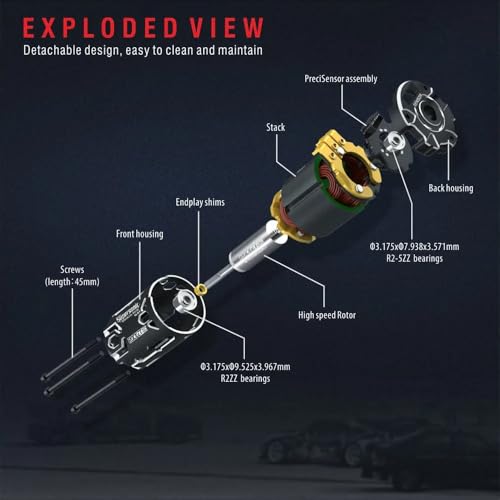 Supersonic 380 10.5T/4000KV Sensored Brushless Motor 2S LiPo Shaft Diameter 3.175mm for 1/12 1/14 RC Racing Car - size: 10.5T