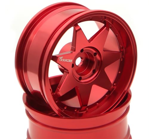 1/10 RC Drift Tires and Aluminum Wheels Rims Rally Racing Tyres 12mm Hex for 1:10 Scale On Road Touring Street Car Tamiya Traxxas HPI KYOSHO XV02 XV01 TT01 TT02 PTG2 A959 4pcs (Red) PP2501 - color: Red