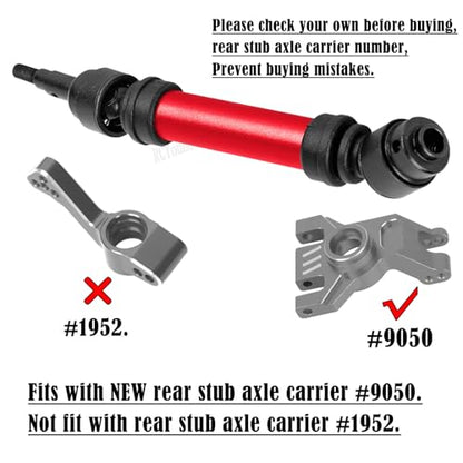 RC #45 Steel Front Rear Driveshaft/Drive Shaft Upgrades Part for 1/10 Slash,Rustler,Stampede,Jat0 4WD 4X4 VXL,F0rd F15O Rapt0r R 4WD,CVD Axles with Hex(#9051#9052) Red - color: Red-(Upgrades）