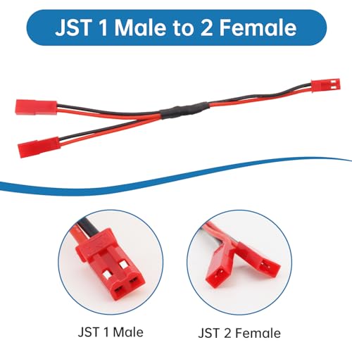9Pcs 22AWG JST Plug Splitter Cable Male Female Y Harness Wire Fit for Traxxas TRX-4 RC Car Crawler Truck Cooling Fan ESC Battery Motor, Male to 2 Female, Female to 2 Female, Female to 2 Male Y Harness