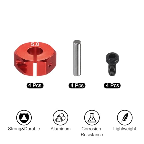 MECCANIXITY Aluminum 12mm Wheel Hex Hubs Drive Adapters Red 5mm Thickness with Screws and Pins for RC Car Upgrade Replacement Parts 4Pcs - color: Red, size: 5mm